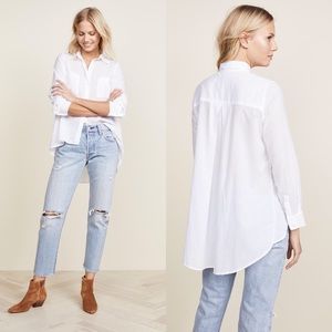 Enza Costa | White Hi Lo Button Down Blouse 1